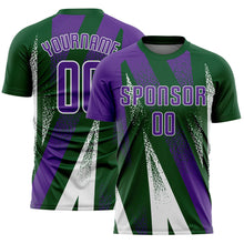 Charger l'image dans la galerie, Custom Green Purple-White Radial Burst Sports Sublimation Soccer Uniform Jersey