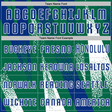 Загрузить изображение в средство просмотра галереи, Custom Kelly Green Royal-White Radial Burst Sports Sublimation Soccer Uniform Jersey