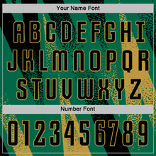 Load image into Gallery viewer, Custom Kelly Green Black-Old Gold Radial Burst Sports Sublimation Soccer Uniform Jersey