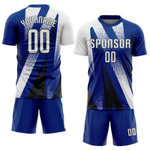 Charger l'image dans la galerie, Custom Royal White-Black Radial Burst Sports Sublimation Soccer Uniform Jersey