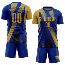 Charger l'image dans la galerie, Custom Royal Old Gold-Black Radial Burst Sports Sublimation Soccer Uniform Jersey