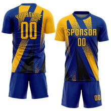Загрузить изображение в средство просмотра галереи, Custom Royal Gold-Black Radial Burst Sports Sublimation Soccer Uniform Jersey