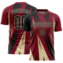 Загрузить изображение в средство просмотра галереи, Custom Crimson Black-Cream Radial Burst Sports Sublimation Soccer Uniform Jersey