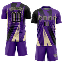Load image into Gallery viewer, Custom Purple Black-Cream Radial Burst Sports Sublimation Soccer Uniform Jersey