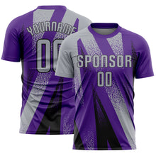 Загрузить изображение в средство просмотра галереи, Custom Purple Black-Gray Radial Burst Sports Sublimation Soccer Uniform Jersey