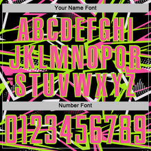 Load image into Gallery viewer, Custom Black Pink Neon Green-White Abstract Geometric Stripes Sports Sublimation Soccer Uniform Jersey