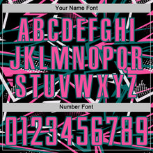 Load image into Gallery viewer, Custom Black Pink Teal-White Abstract Geometric Stripes Sports Sublimation Soccer Uniform Jersey