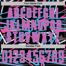 Load image into Gallery viewer, Custom Black Pink Sky Blue-White Abstract Geometric Stripes Sports Sublimation Soccer Uniform Jersey