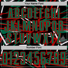 Charger l'image dans la galerie, Custom Black Kelly Green Red-White Abstract Geometric Stripes Sports Sublimation Soccer Uniform Jersey