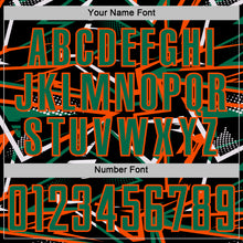 Загрузить изображение в средство просмотра галереи, Custom Black Kelly Green Orange-White Abstract Geometric Stripes Sports Sublimation Soccer Uniform Jersey