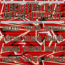 Laden Sie das Bild in den Galerie-Viewer, Custom Red Black Cream-White Abstract Geometric Stripes Sports Sublimation Soccer Uniform Jersey