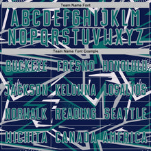 Charger l'image dans la galerie, Custom Navy Teal Gray-White Abstract Geometric Stripes Sports Sublimation Soccer Uniform Jersey