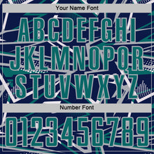 Charger l'image dans la galerie, Custom Navy Teal Gray-White Abstract Geometric Stripes Sports Sublimation Soccer Uniform Jersey