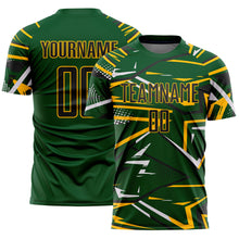 Charger l'image dans la galerie, Custom Green Black Gold-White Abstract Geometric Stripes Sports Sublimation Soccer Uniform Jersey