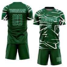 Charger l'image dans la galerie, Custom Green Kelly Green-White Abstract Geometric Stripes Sports Sublimation Soccer Uniform Jersey