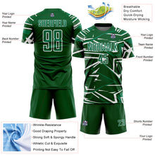 Charger l'image dans la galerie, Custom Green Kelly Green-White Abstract Geometric Stripes Sports Sublimation Soccer Uniform Jersey