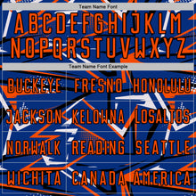 Charger l'image dans la galerie, Custom Royal Orange Black-White Abstract Geometric Stripes Sports Sublimation Soccer Uniform Jersey