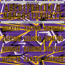Загрузить изображение в средство просмотра галереи, Custom Purple Black Gold-White Abstract Geometric Stripes Sports Sublimation Soccer Uniform Jersey