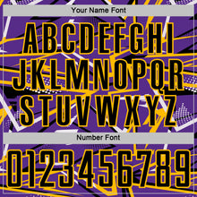 Загрузить изображение в средство просмотра галереи, Custom Purple Black Gold-White Abstract Geometric Stripes Sports Sublimation Soccer Uniform Jersey