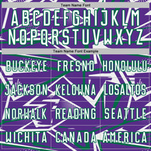 Загрузить изображение в средство просмотра галереи, Custom Purple White-Kelly Green Abstract Geometric Stripes Sports Sublimation Soccer Uniform Jersey