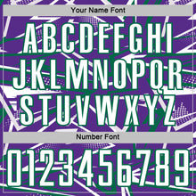 Загрузить изображение в средство просмотра галереи, Custom Purple White-Kelly Green Abstract Geometric Stripes Sports Sublimation Soccer Uniform Jersey