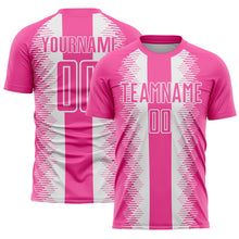 Load image into Gallery viewer, Custom Pink White Zigzag Diamond Stripe Sports Sublimation Soccer Uniform Jersey