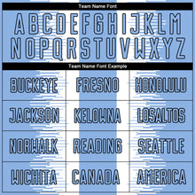 Load image into Gallery viewer, Custom Light Blue Black-White Zigzag Diamond Stripe Sports Sublimation Soccer Uniform Jersey