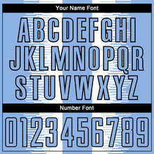 Load image into Gallery viewer, Custom Light Blue Black-White Zigzag Diamond Stripe Sports Sublimation Soccer Uniform Jersey