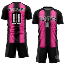 Load image into Gallery viewer, Custom Black Pink-White Zigzag Diamond Stripe Sports Sublimation Soccer Uniform Jersey