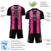 Load image into Gallery viewer, Custom Black Pink-White Zigzag Diamond Stripe Sports Sublimation Soccer Uniform Jersey