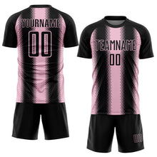Load image into Gallery viewer, Custom Black Light Pink Zigzag Diamond Stripe Sports Sublimation Soccer Uniform Jersey