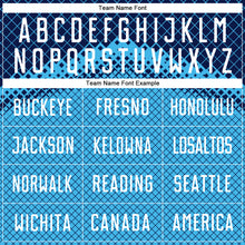 Laden Sie das Bild in den Galerie-Viewer, Custom Navy White-Sky Blue Gradient Diamond Grid Sports Sublimation Soccer Uniform Jersey