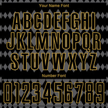 Load image into Gallery viewer, Custom Black Steel Gray-Old Gold Diamond Harlequin Check Sports Sublimation Soccer Uniform Jersey
