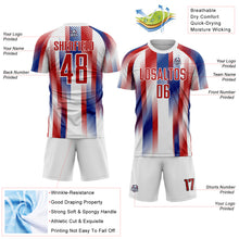 Загрузить изображение в средство просмотра галереи, Custom White Red-Royal Diagonal Stripe Sports Sublimation Soccer Uniform Jersey