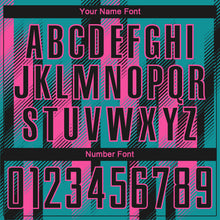 Laden Sie das Bild in den Galerie-Viewer, Custom Teal Black-Pink Diagonal Stripe Sports Sublimation Soccer Uniform Jersey