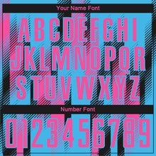 Laden Sie das Bild in den Galerie-Viewer, Custom Sky Blue Pink-Black Diagonal Stripe Sports Sublimation Soccer Uniform Jersey