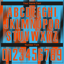 Загрузить изображение в средство просмотра галереи, Custom Sky Blue Orange-Black Diagonal Stripe Sports Sublimation Soccer Uniform Jersey