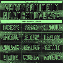 Laden Sie das Bild in den Galerie-Viewer, Custom Black Pea Green Streamline Wave Cyberpunk Neon Tech Sports Sublimation Soccer Uniform Jersey