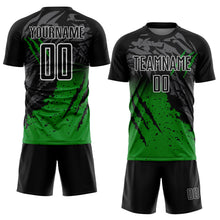 Charger l'image dans la galerie, Custom Black White-Grass Green Gradient Claw Mark Splatter Sports Sublimation Soccer Uniform Jersey