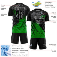 Charger l'image dans la galerie, Custom Black White-Grass Green Gradient Claw Mark Splatter Sports Sublimation Soccer Uniform Jersey