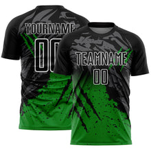 Charger l'image dans la galerie, Custom Black White-Grass Green Gradient Claw Mark Splatter Sports Sublimation Soccer Uniform Jersey