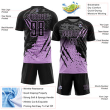 Load image into Gallery viewer, Custom Black Light Purple Gradient Claw Mark Splatter Sports Sublimation Soccer Uniform Jersey