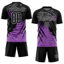Charger l'image dans la galerie, Custom Black White-Medium Purple Gradient Claw Mark Splatter Sports Sublimation Soccer Uniform Jersey