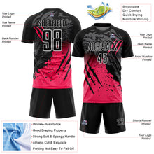 Загрузить изображение в средство просмотра галереи, Custom Black White-Neon Pink Gradient Claw Mark Splatter Sports Sublimation Soccer Uniform Jersey