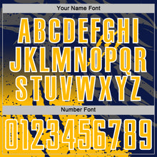 Load image into Gallery viewer, Custom Navy Gold-White Gradient Claw Mark Splatter Sports Sublimation Soccer Uniform Jersey