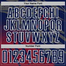 Load image into Gallery viewer, Custom Navy White-Crimson Gradient Claw Mark Splatter Sports Sublimation Soccer Uniform Jersey