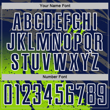 Load image into Gallery viewer, Custom Navy White-Neon Green Gradient Claw Mark Splatter Sports Sublimation Soccer Uniform Jersey