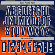 Load image into Gallery viewer, Custom Navy White-Orange Gradient Claw Mark Splatter Sports Sublimation Soccer Uniform Jersey