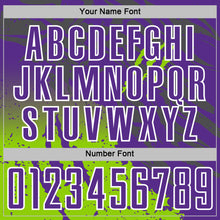 Загрузить изображение в средство просмотра галереи, Custom Purple White-Neon Green Gradient Claw Mark Splatter Sports Sublimation Soccer Uniform Jersey