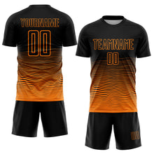 Load image into Gallery viewer, Custom Black Bay Orange Gradient Wave Line Sports Sublimation Soccer Uniform Jersey